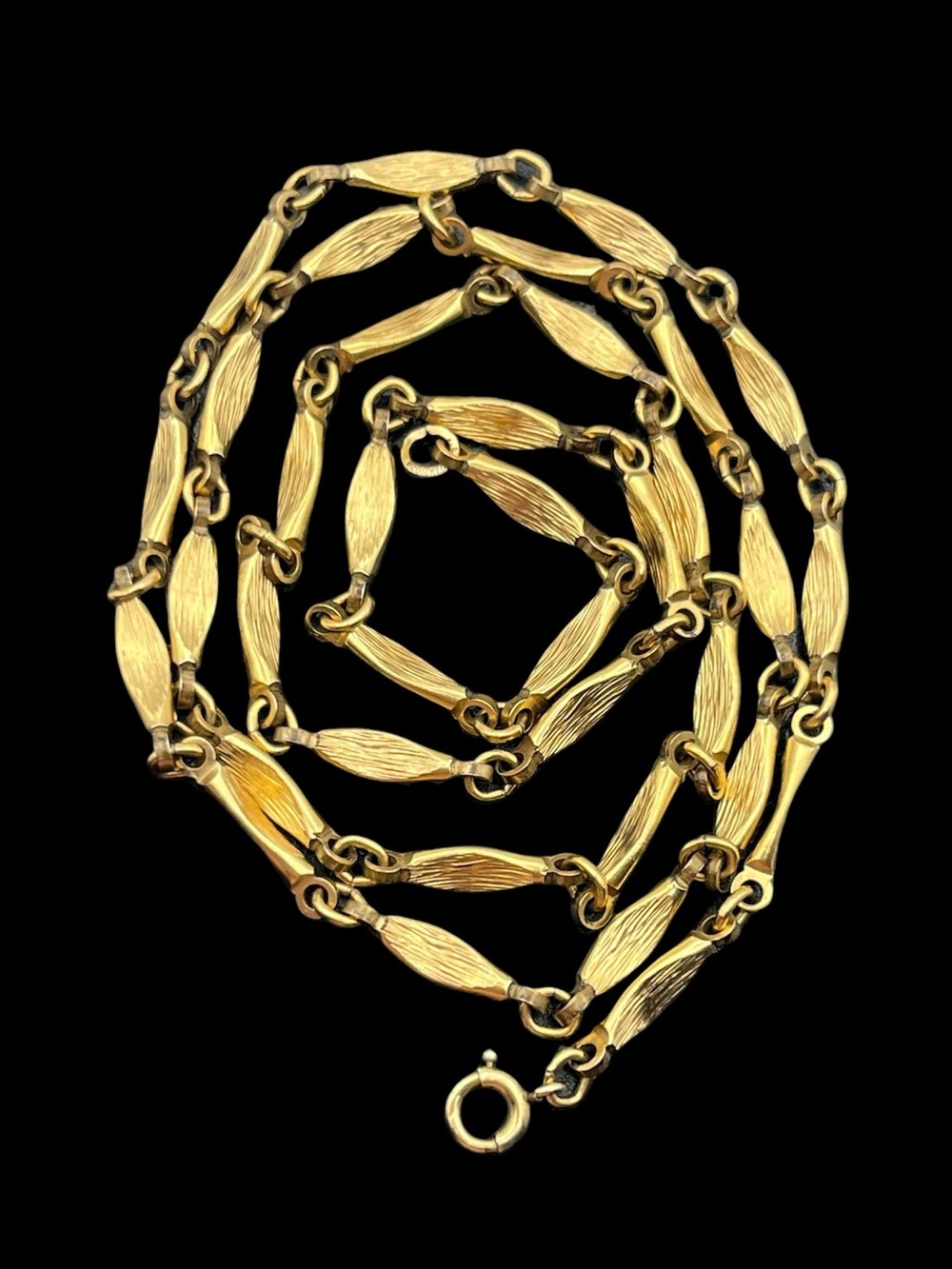 12k gold filled textured fancy link vintage chain necklace 24”
